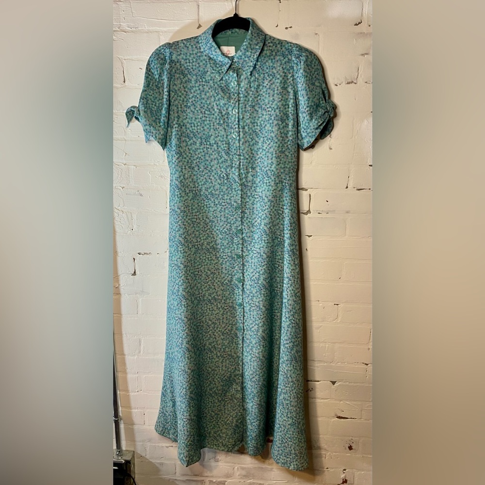 Hatch Blue Floral Midi Shirt Dress Maternity